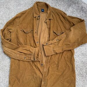 GAP Men's Corduroy Shirt Jacket in Camel Brown
